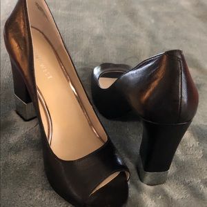 Nine West Black 4” Open-Toed Heels